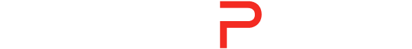 HYDPRO logo, light version with white lettering and red P
