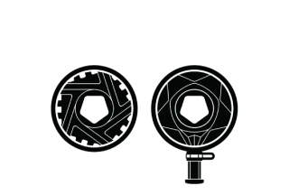 Menu icon of two HYDPRO drysuit valve front views, black pictogram