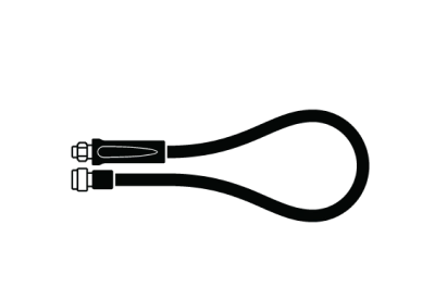 Menu icon of a looped low-pressure hose with fittings, black pictogram