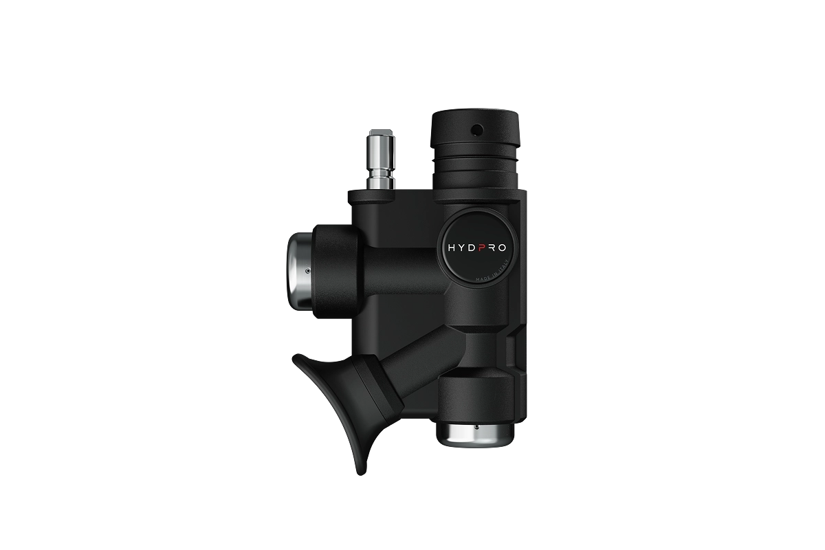 HYDPRO Power J01 Raw inflator side view with squared-off monobloc body