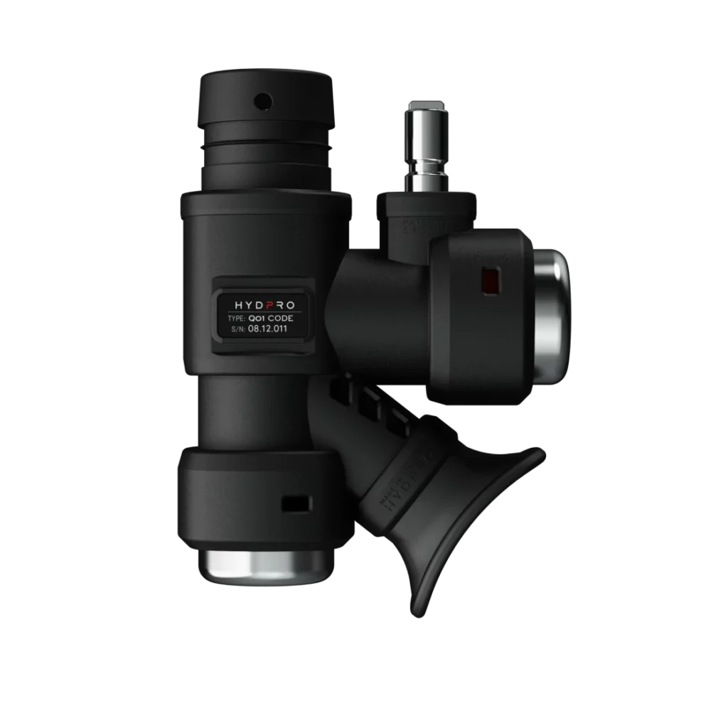 HYDPRO Power Q01 Code Metal inflator side view with type label