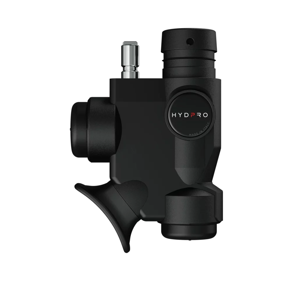 HYDPRO Power Q01 Stout Technopolymer inflator side view with black polymer buttons