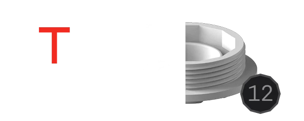 Flange diameter ~48 mm / ~1.77 in Standard profile Min collar height 13 mm / ~0.48 in Trapezoidal, 2 mm pitch Dodecagonal coupling section.